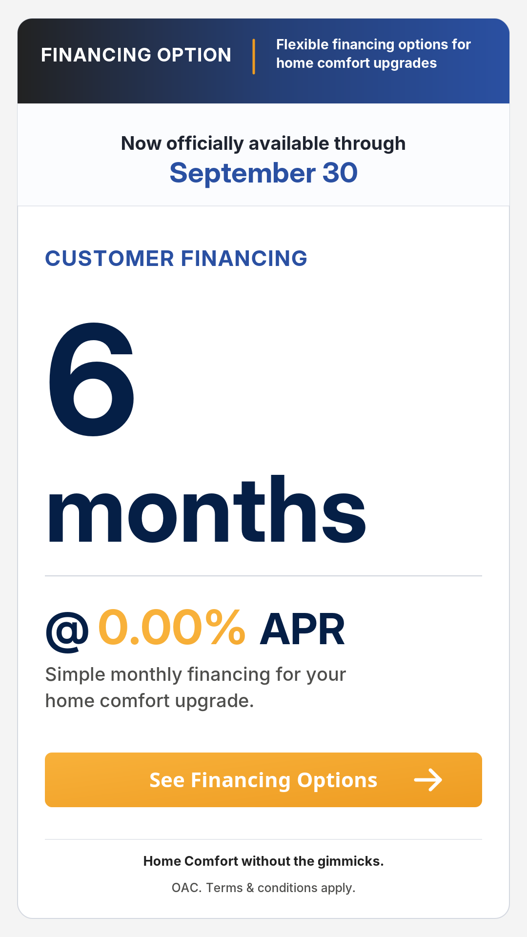 smhc financing 6 months
